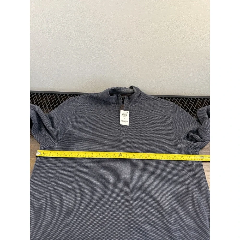 Tasso Elba XL 1/4 Zip Pullover Sweater Navy Textured Knit Cotton Blend‎ Mens